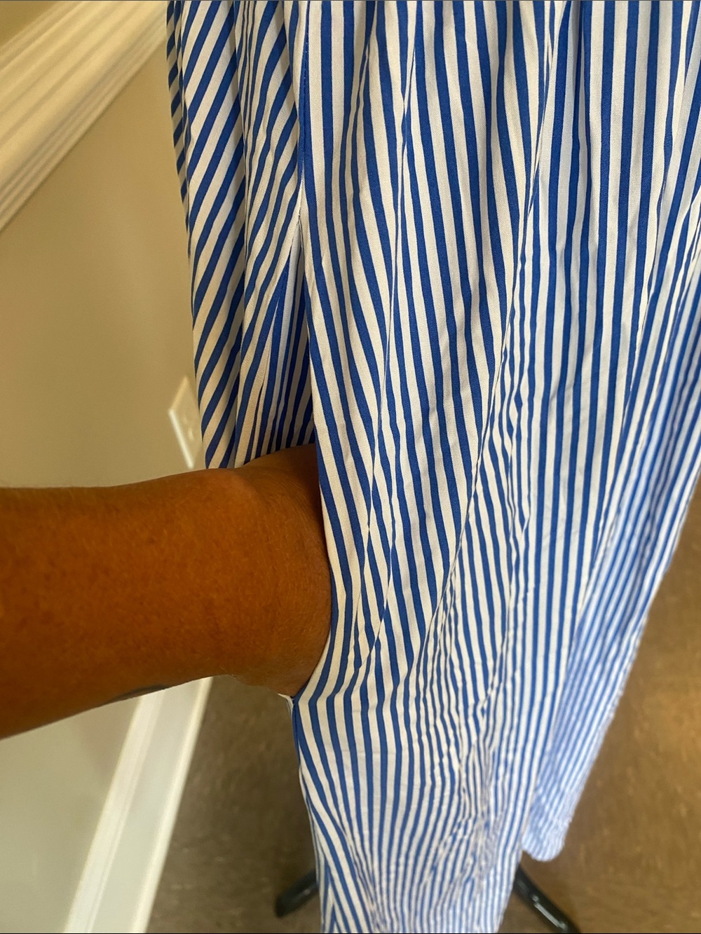 Market & Spruce Light Blue and White Striped Smocked Dress - Picture 7 of 10